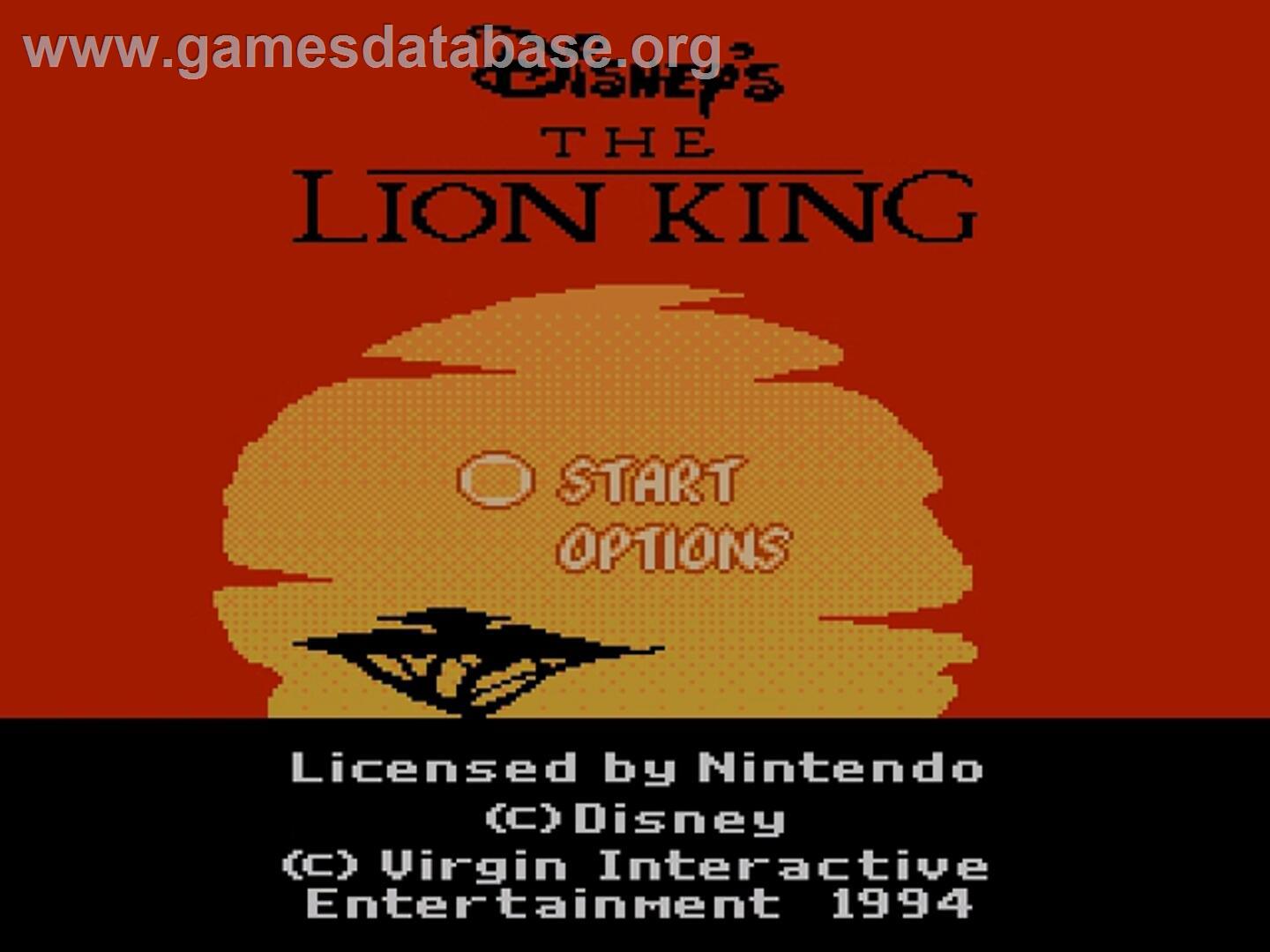 Lion King, The - Nintendo NES - Artwork - Title Screen