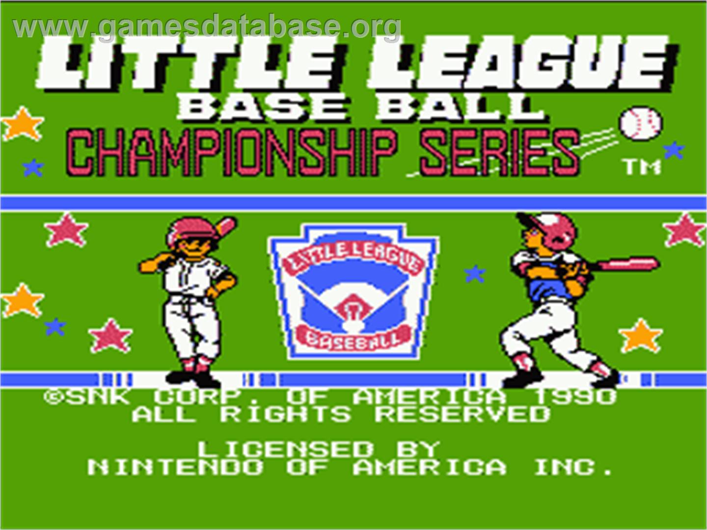 Little League Baseball Championship Series - Nintendo NES - Artwork - Title Screen