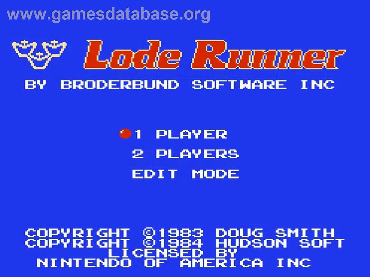 Lode Runner - Nintendo NES - Artwork - Title Screen
