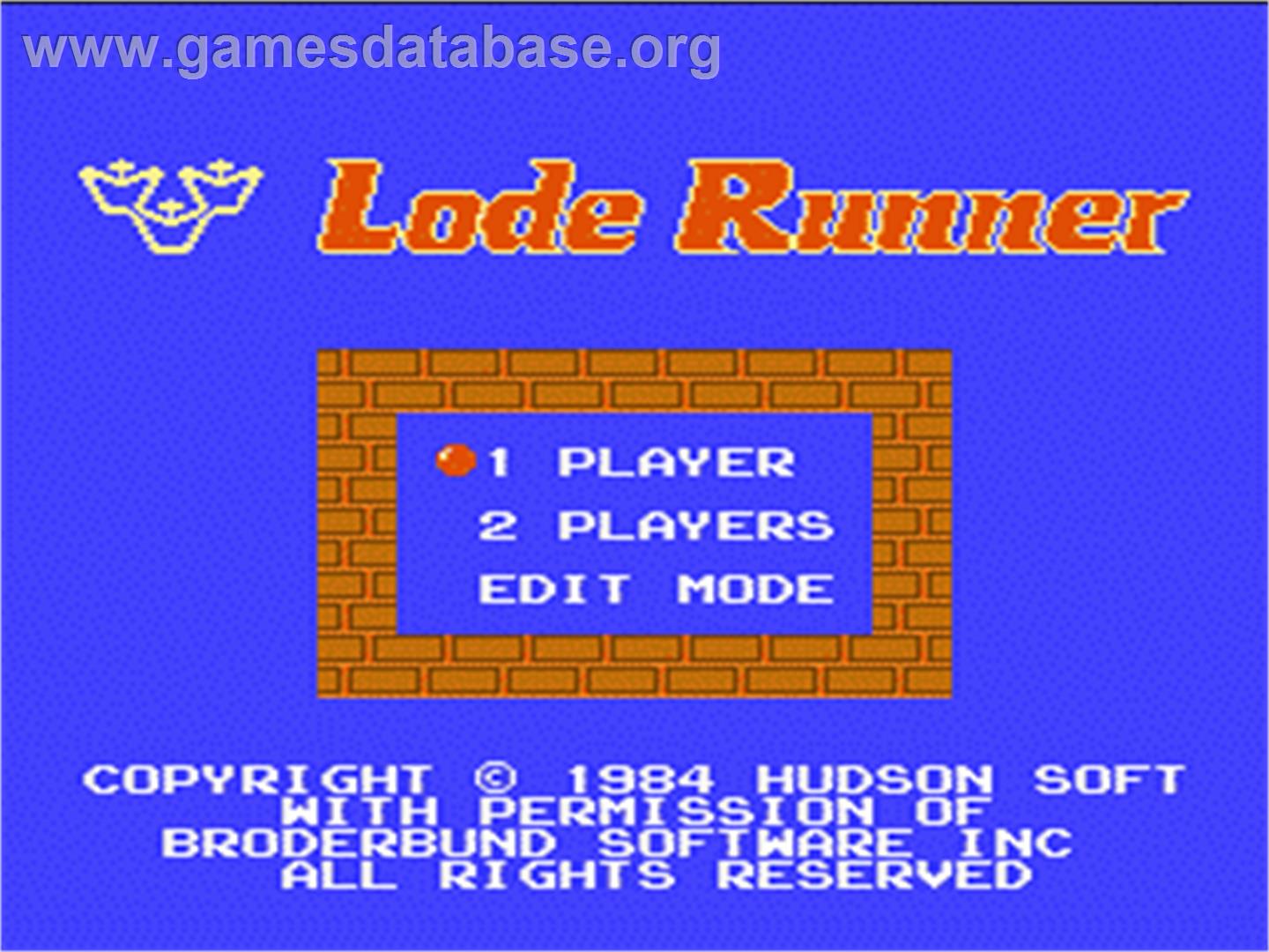 Lode Runner - Nintendo NES - Artwork - Title Screen