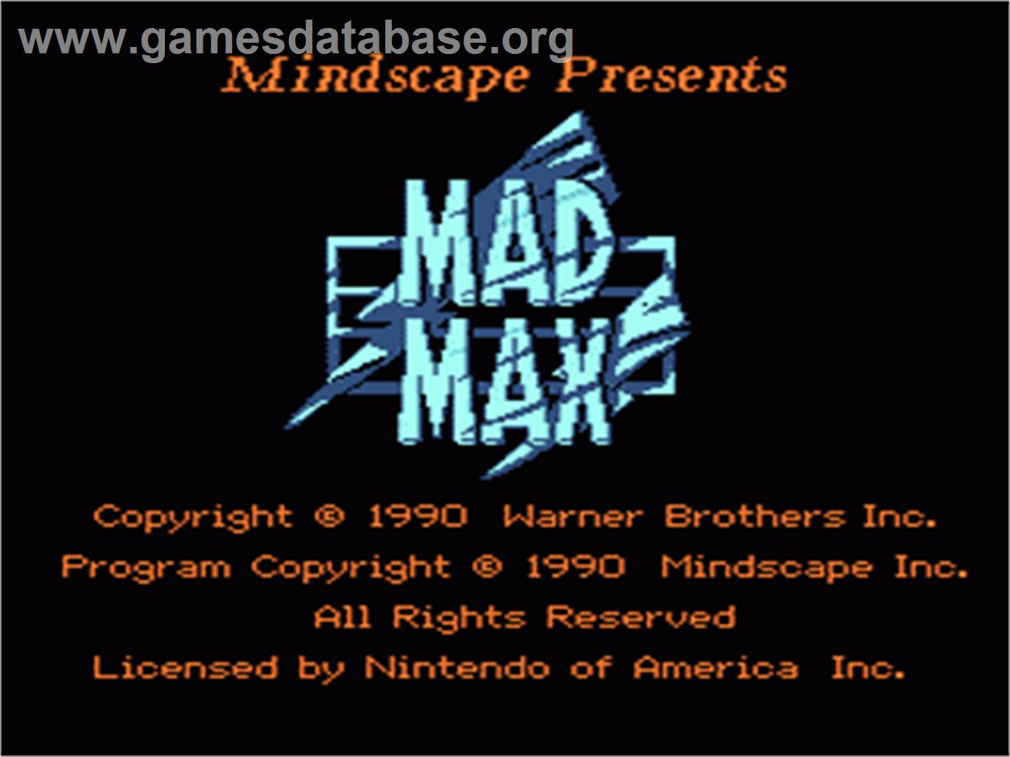 Mad Max - Nintendo NES - Artwork - Title Screen