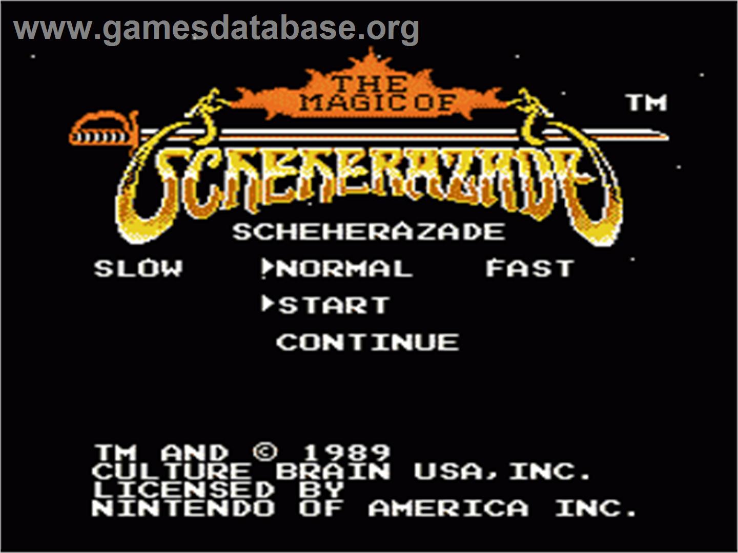 Magic of Scheherazade - Nintendo NES - Artwork - Title Screen