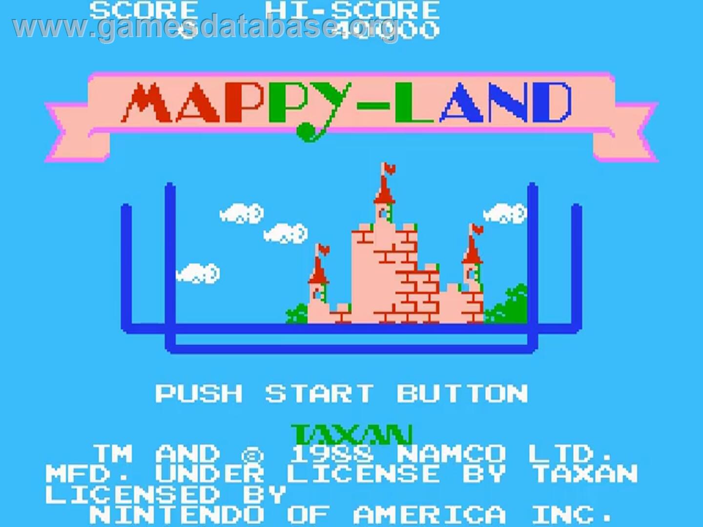 Mappy-land - Nintendo NES - Artwork - Title Screen