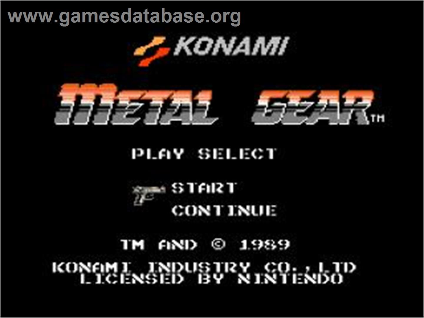 Metal Gear - Nintendo NES - Artwork - Title Screen