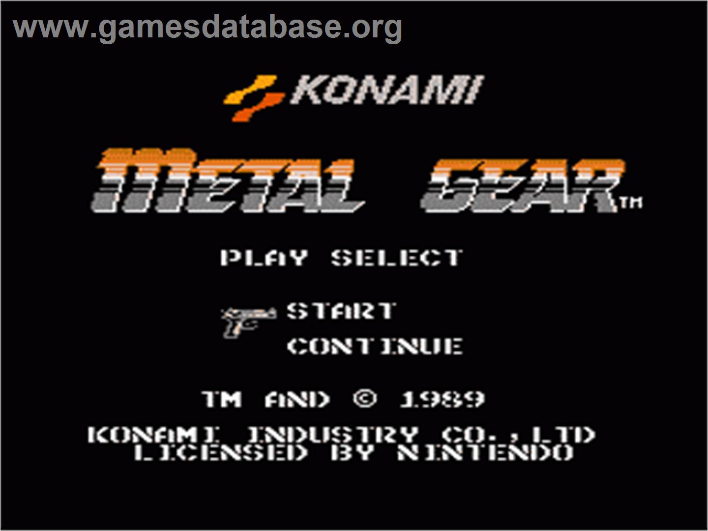 Metal Gear - Nintendo NES - Artwork - Title Screen