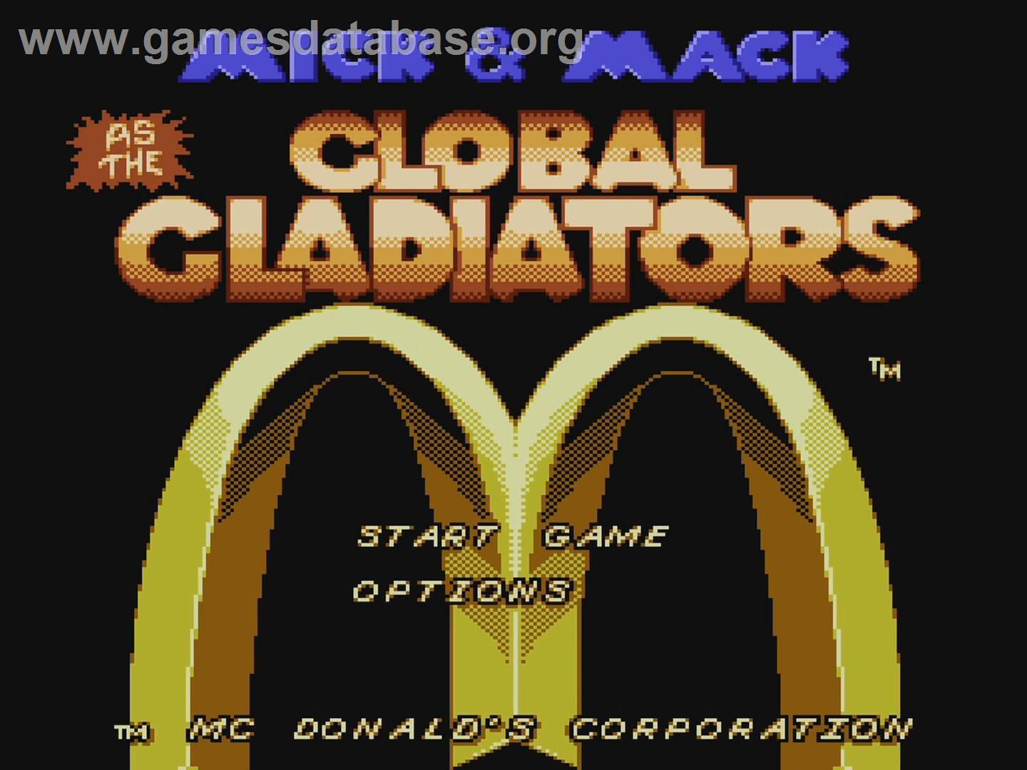 Mick And Mack As The Global Gladiators - Nintendo NES - Artwork - Title Screen