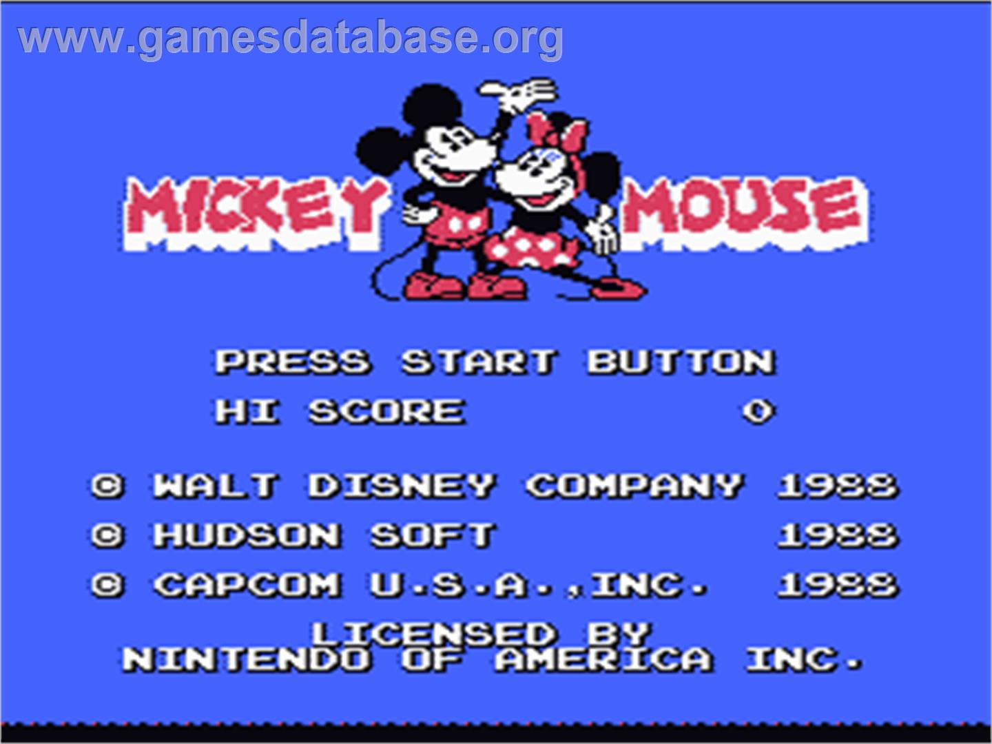 Mickey Mousecapade - Nintendo NES - Artwork - Title Screen