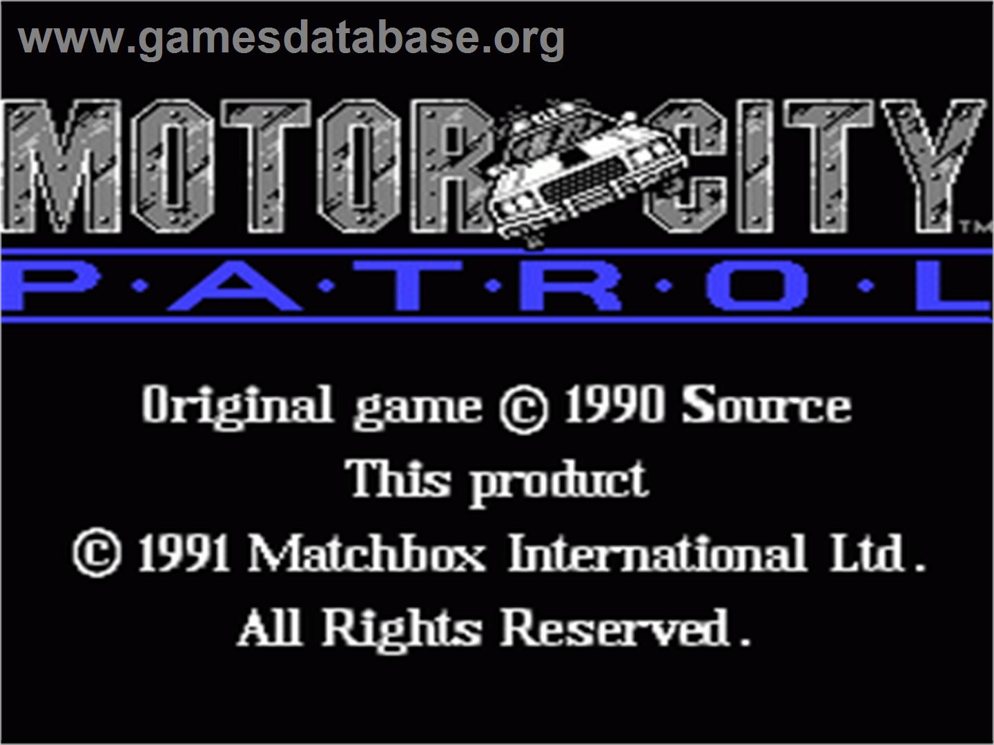 Motor City Patrol - Nintendo NES - Artwork - Title Screen