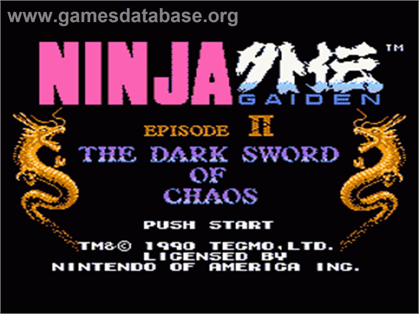 Ninja Gaiden II: The Dark Sword of Chaos - Nintendo NES - Artwork - Title Screen