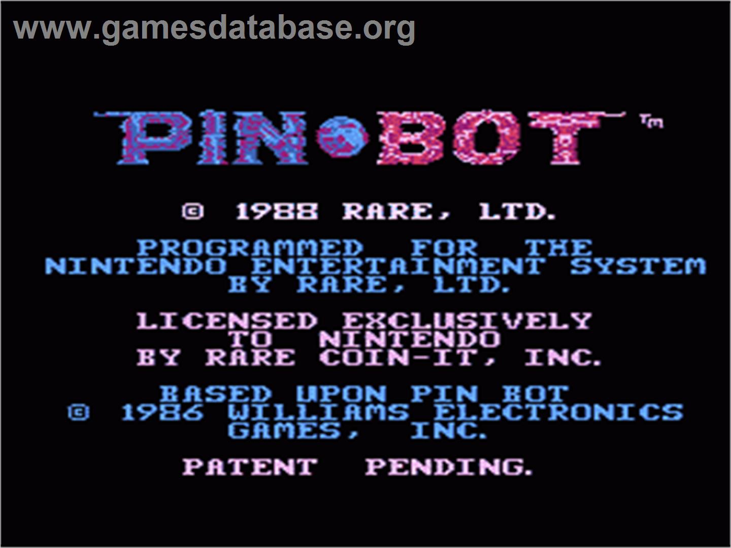 PinBot - Nintendo NES - Artwork - Title Screen