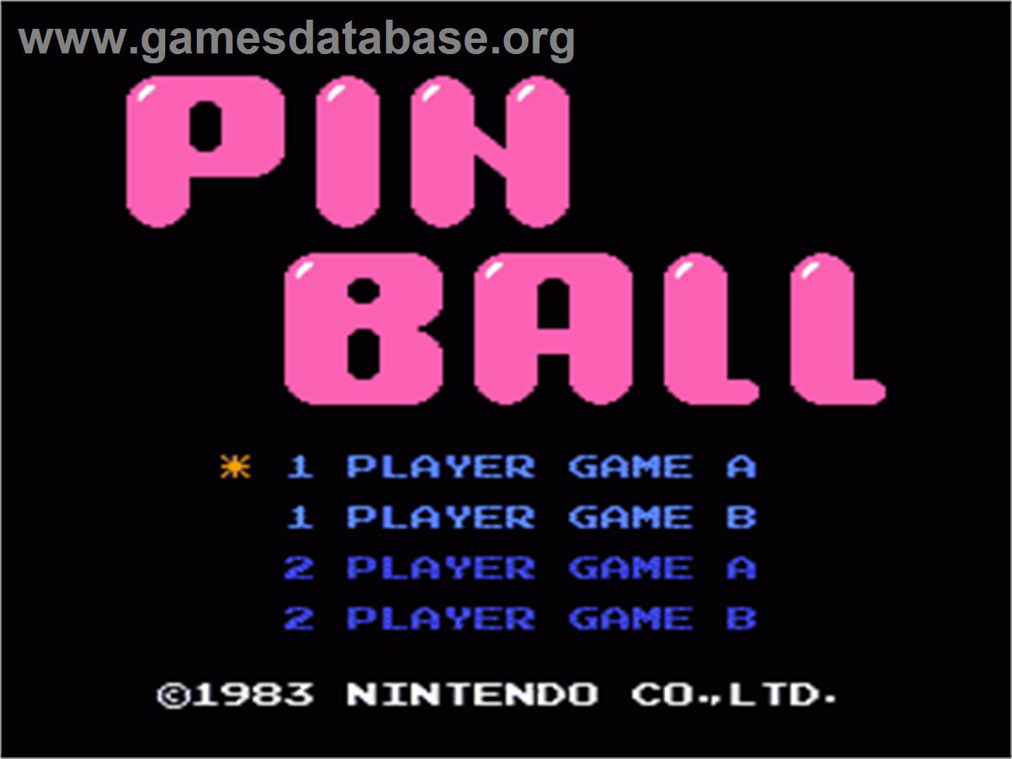 Pinball - Nintendo NES - Artwork - Title Screen