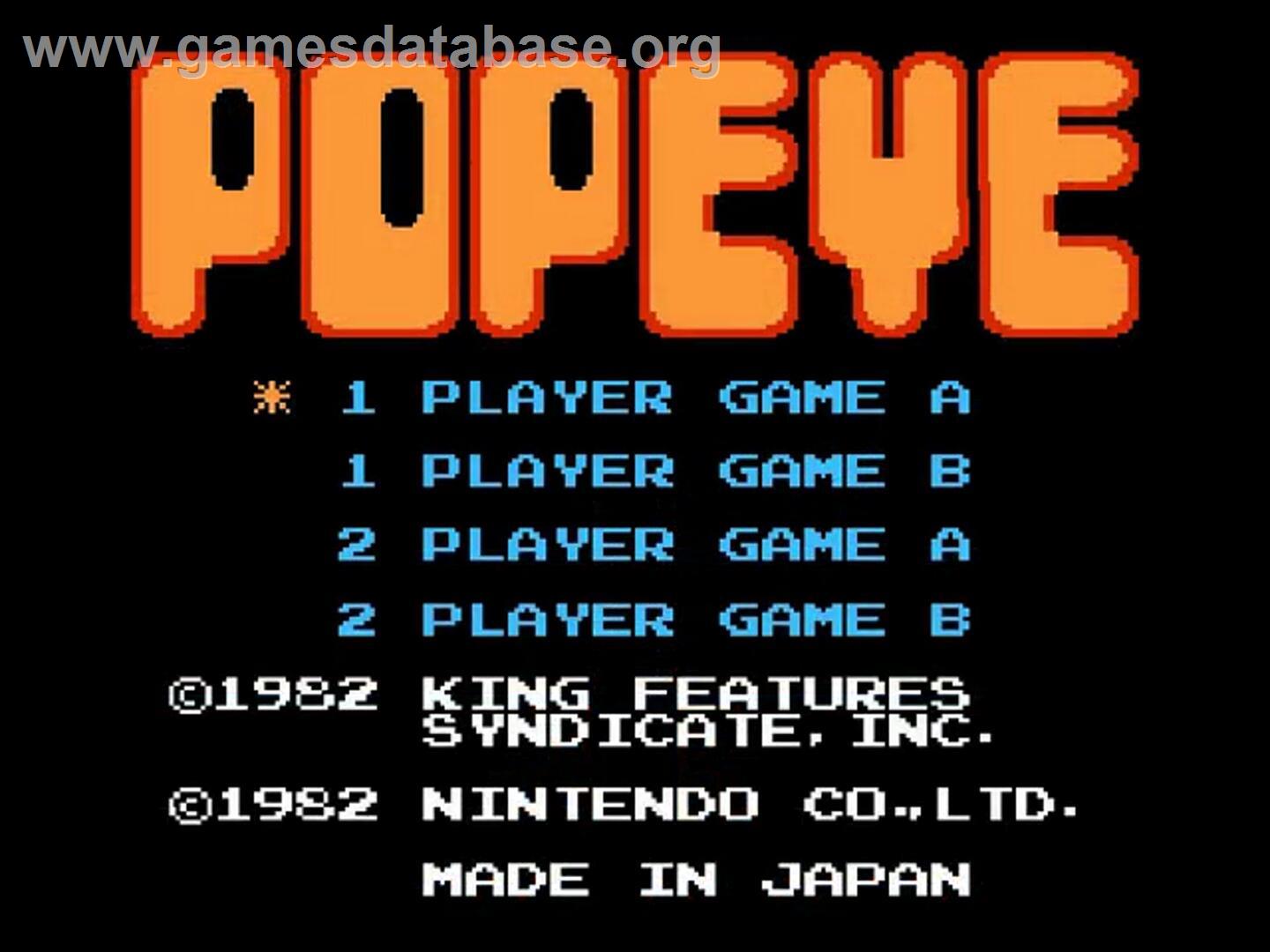 Popeye - Nintendo NES - Artwork - Title Screen