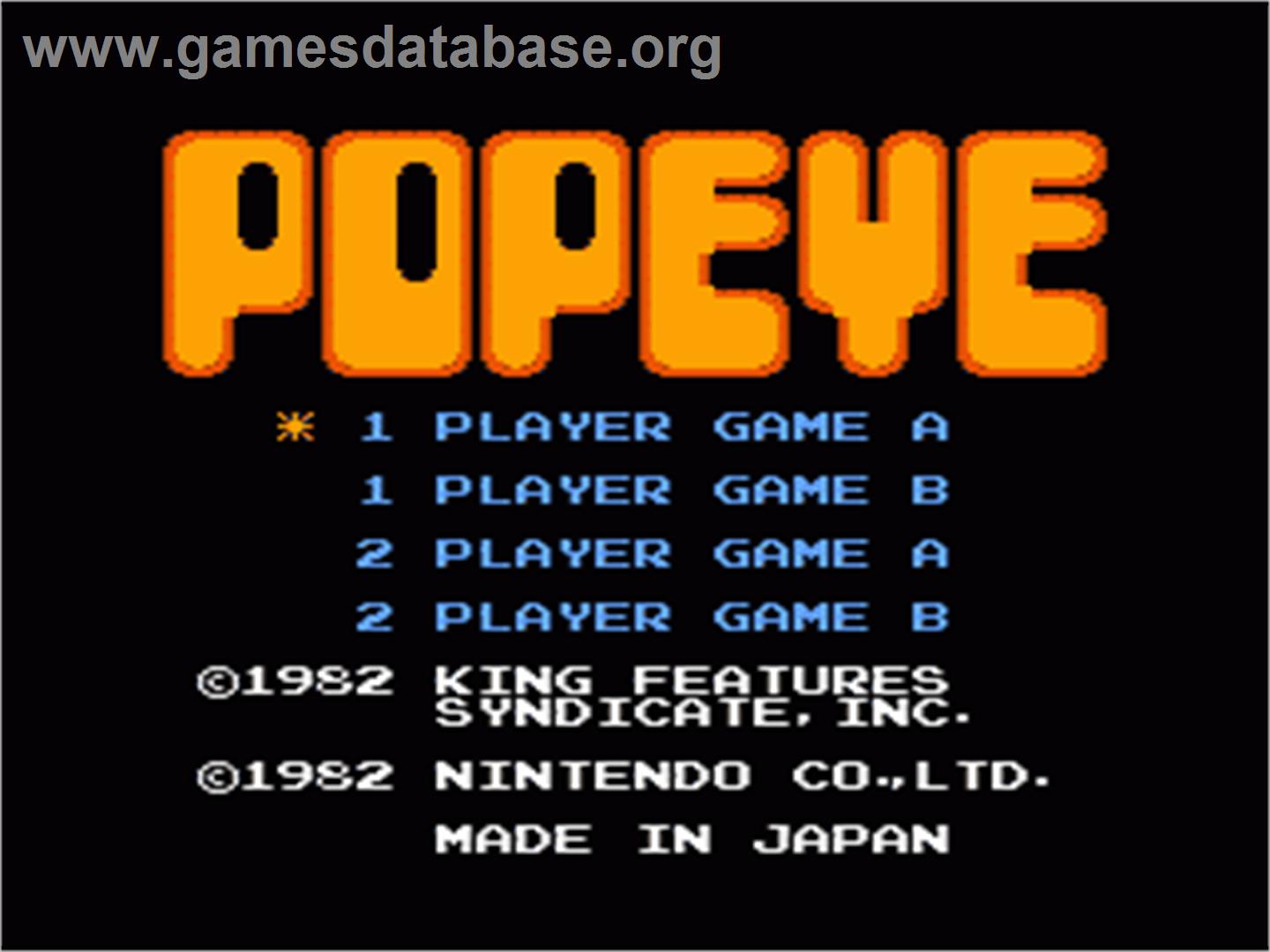 Popeye - Nintendo NES - Artwork - Title Screen