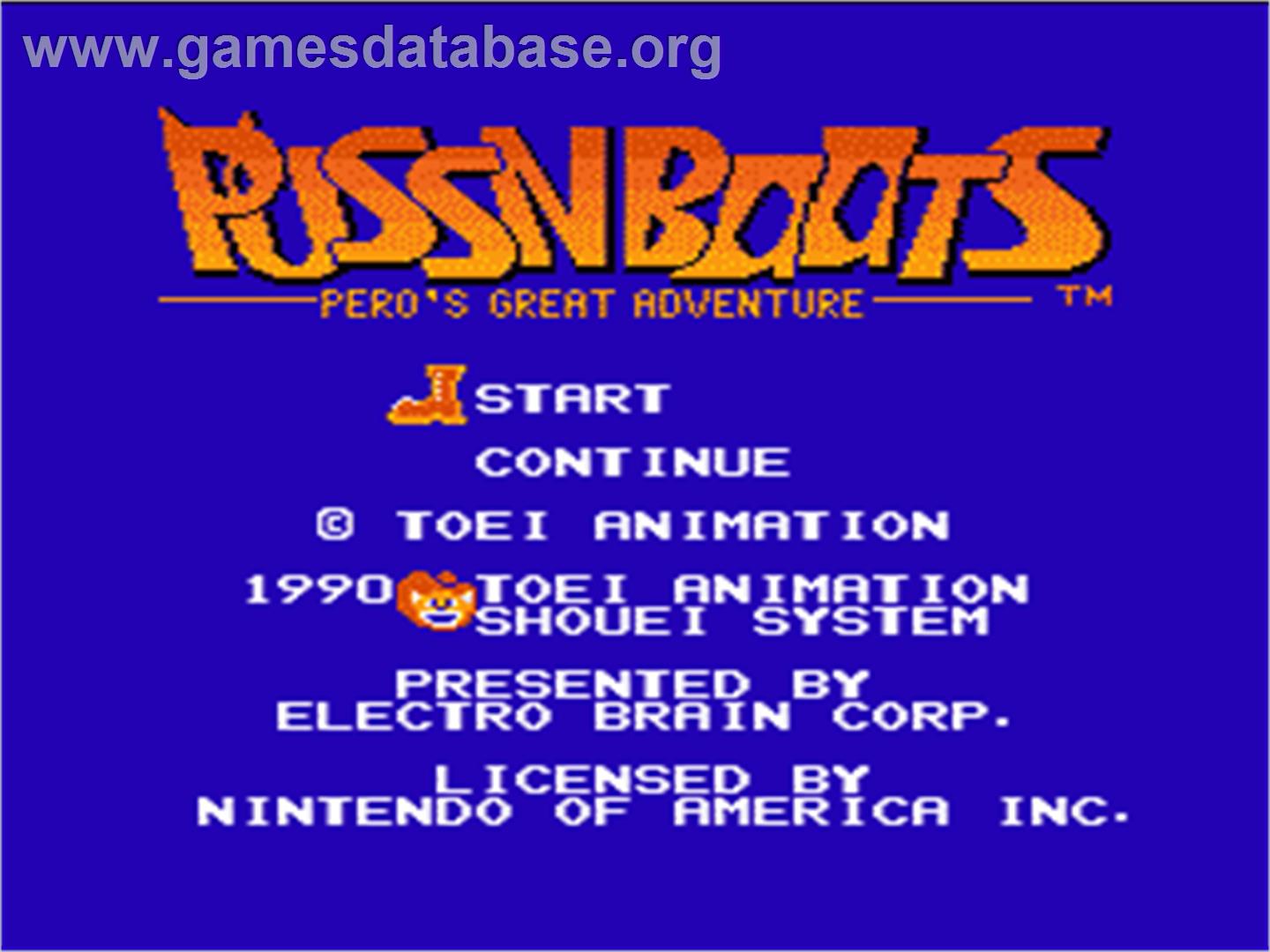 Puss N Boots: Pero's Great Adventure - Nintendo NES - Artwork - Title Screen