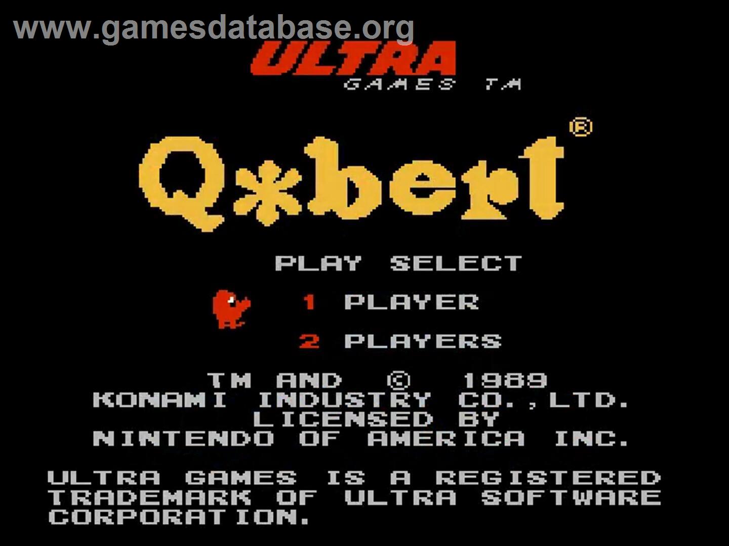 Q-bert - Nintendo NES - Artwork - Title Screen