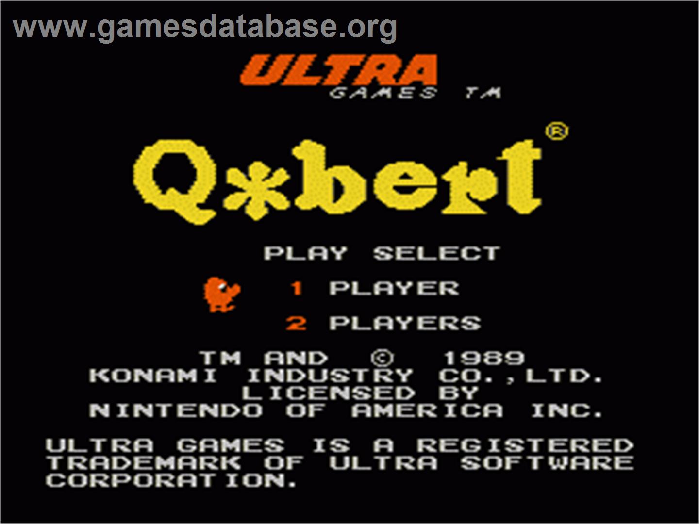 Q*bert - Nintendo NES - Artwork - Title Screen