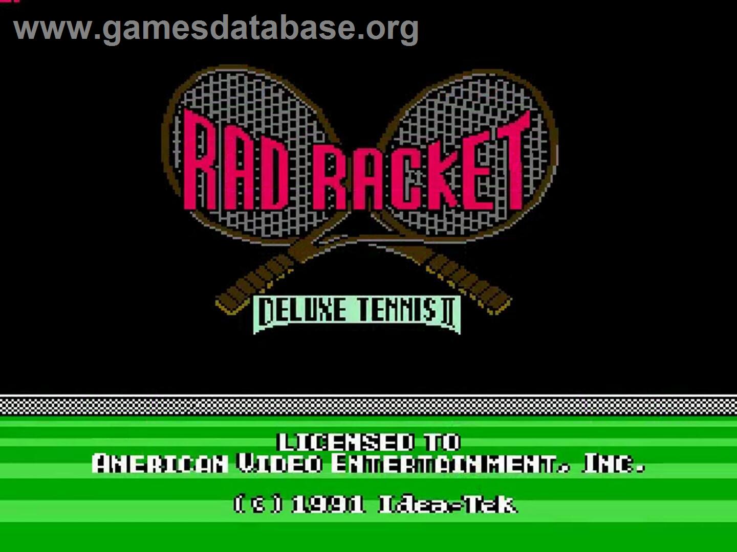 Rad Racket - Deluxe Tennis 2 - Nintendo NES - Artwork - Title Screen