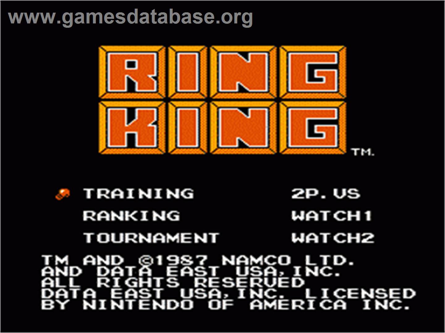 Ring King - Nintendo NES - Artwork - Title Screen