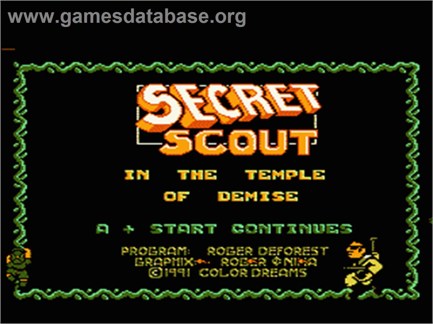 Secret Scout in the Temple of Demise - Nintendo NES - Artwork - Title Screen