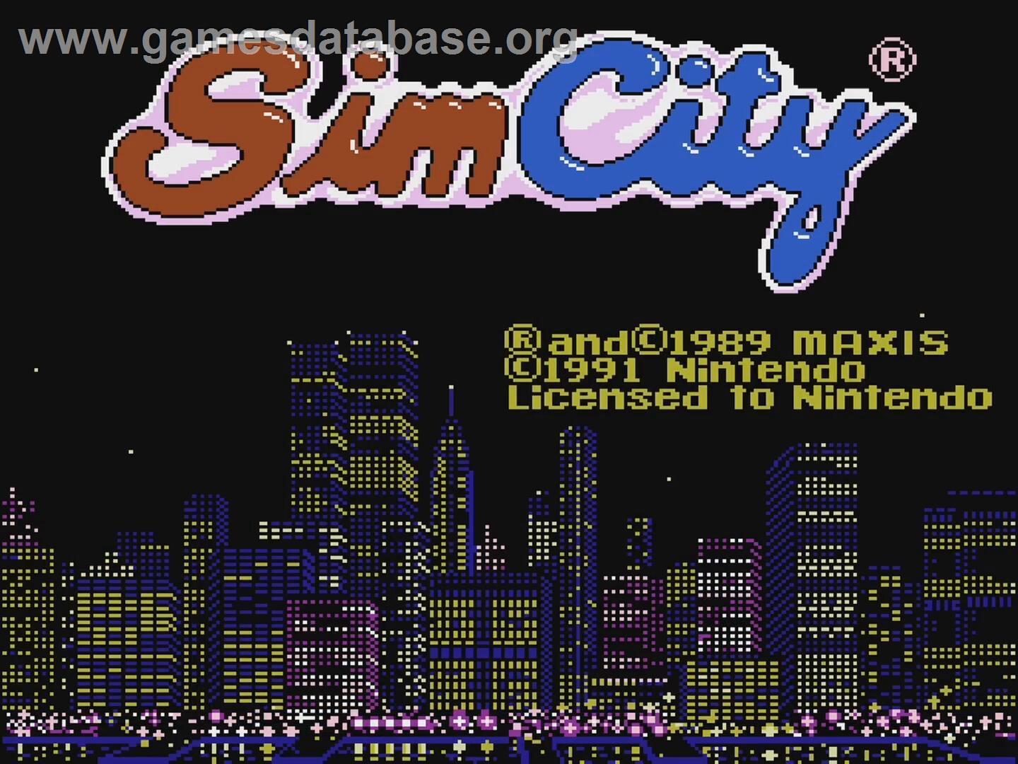 Sim City - Nintendo NES - Artwork - Title Screen
