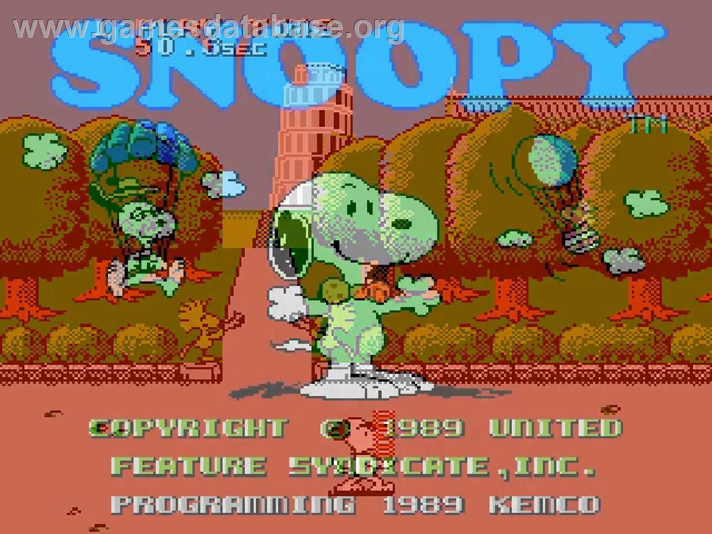 Snoopy's Silly Sports Spectacular! - Nintendo NES - Artwork - Title Screen