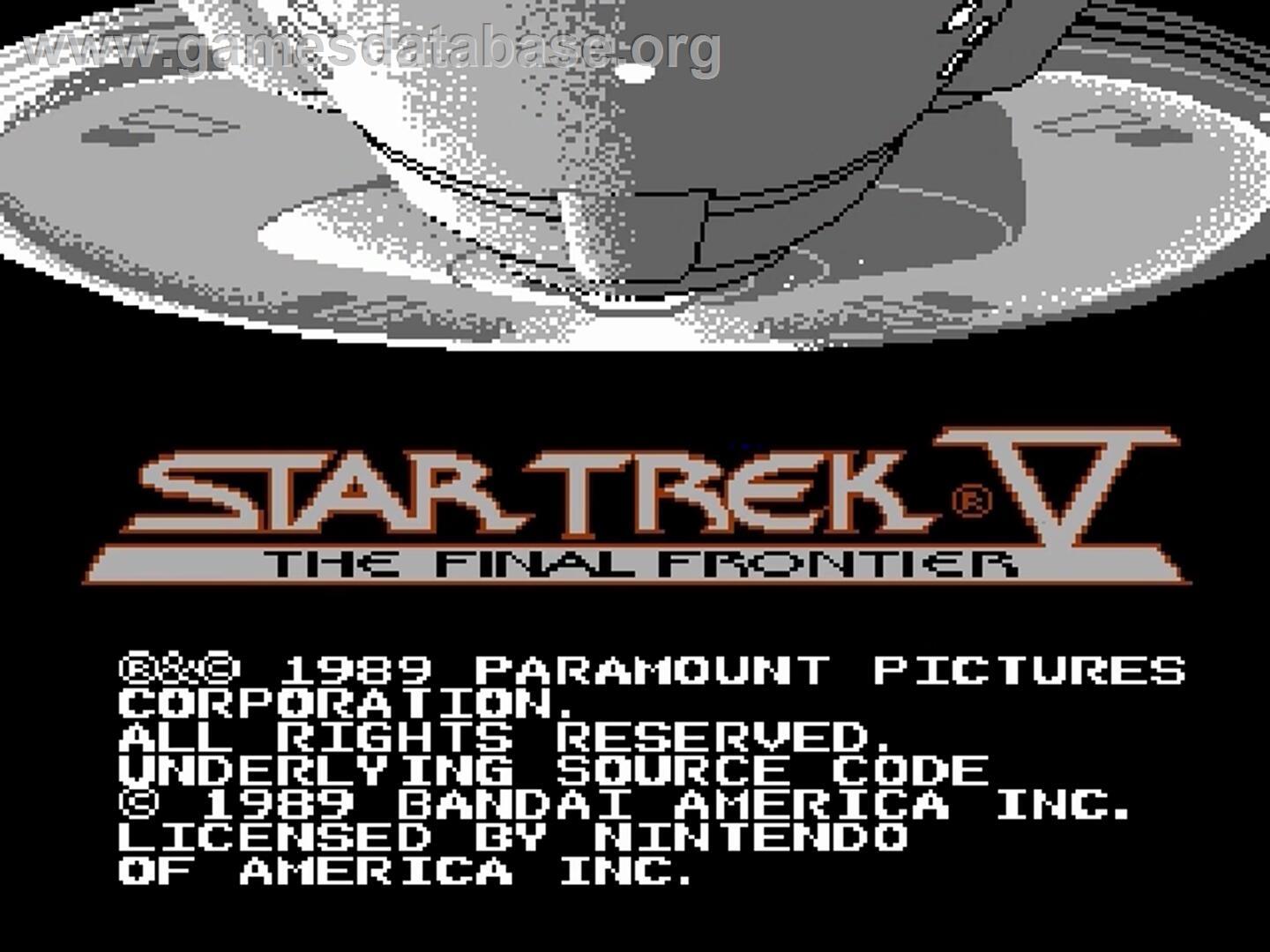 Star Trek 5 - The Final Frontier - Nintendo NES - Artwork - Title Screen