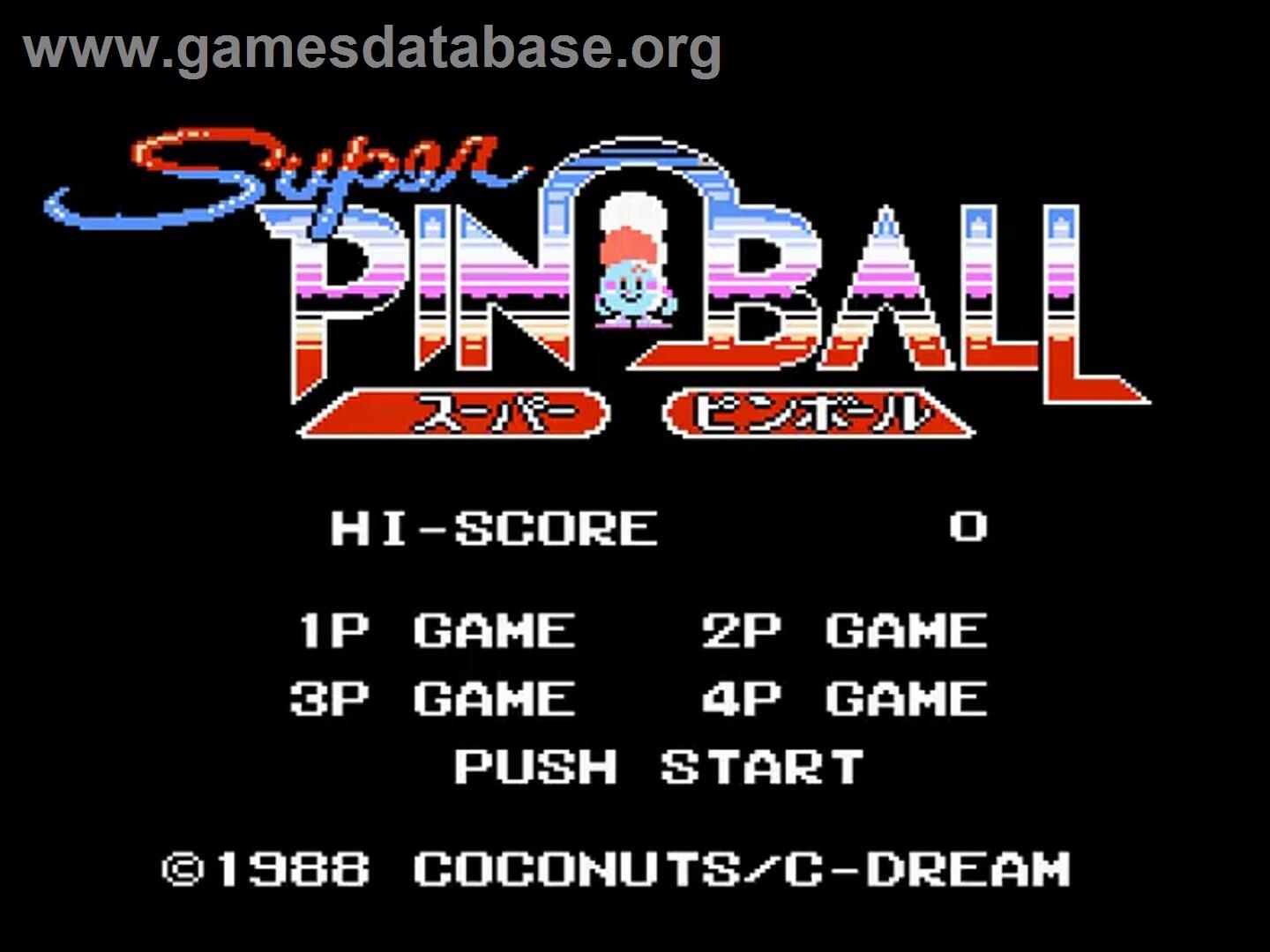 Super Pinball - Nintendo NES - Artwork - Title Screen