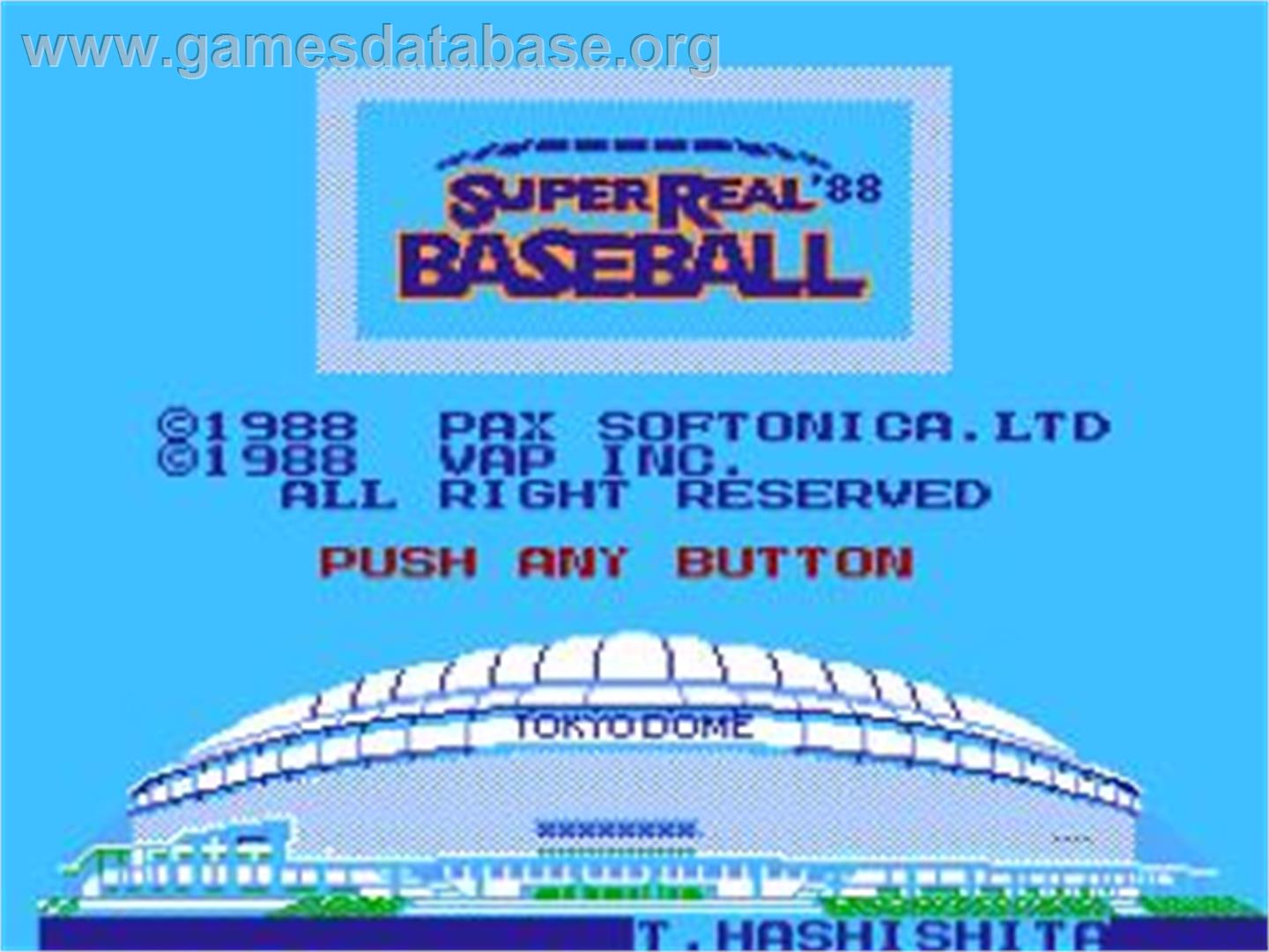 Super Real Baseball '88 - Nintendo NES - Artwork - Title Screen