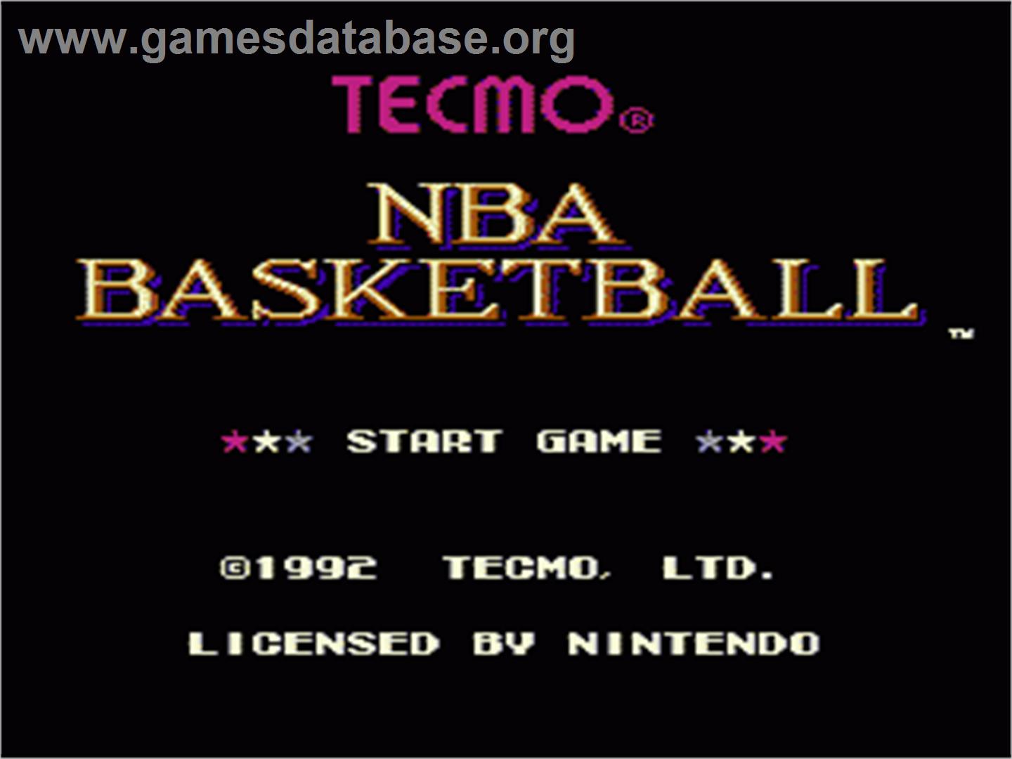 Tecmo NBA Basketball - Nintendo NES - Artwork - Title Screen