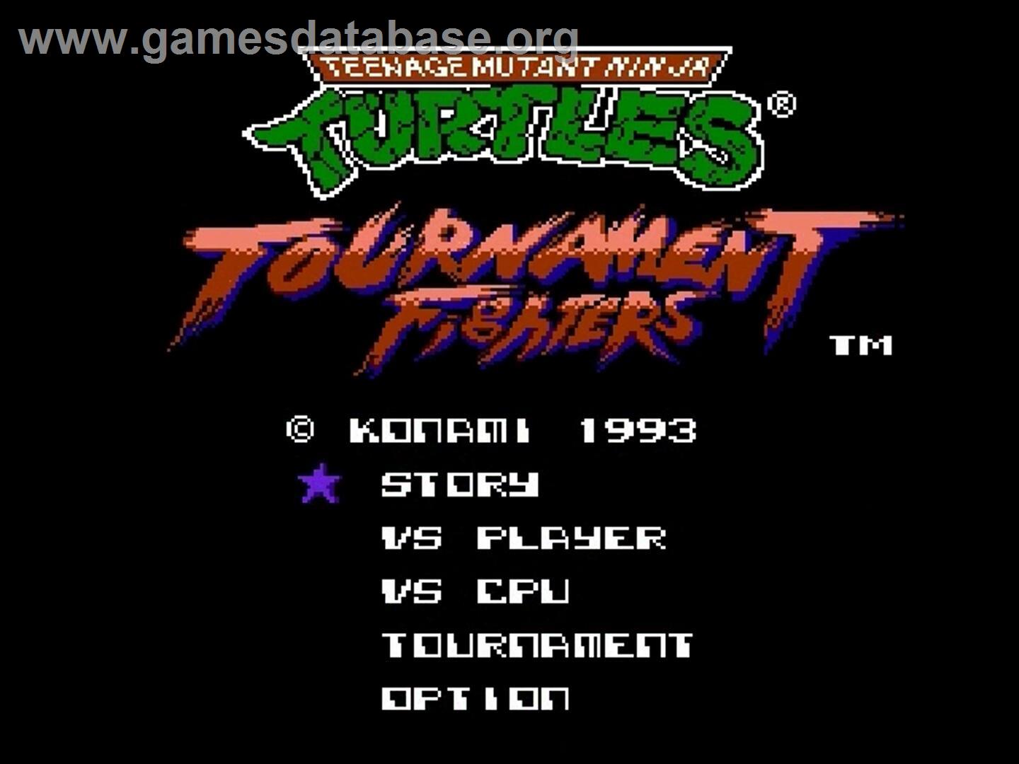 Teenage Mutant Ninja Turtles - Tournament Fighters - Nintendo NES - Artwork - Title Screen