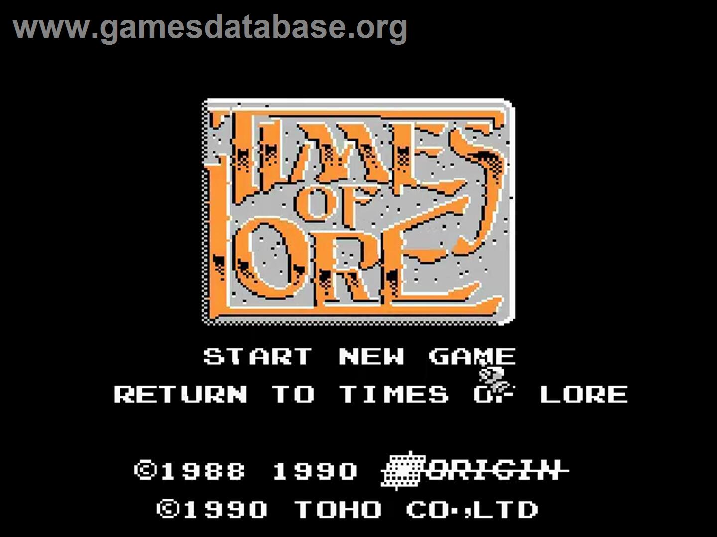 Times Of Lore - Nintendo NES - Artwork - Title Screen