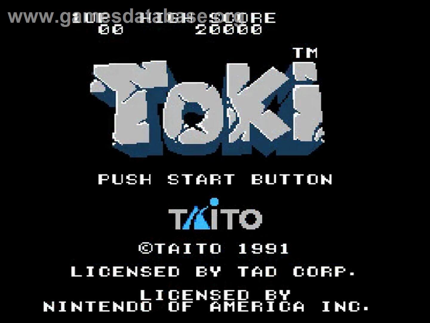 Toki - Nintendo NES - Artwork - Title Screen