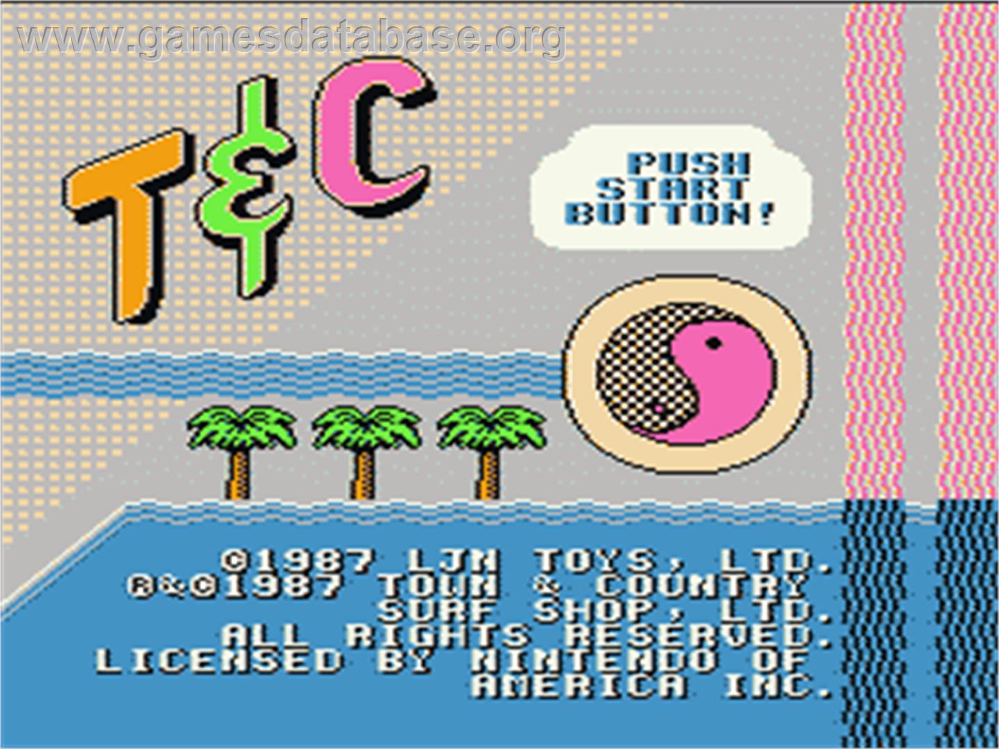 Town & Country Surf Designs: Wood & Water Rage - Nintendo NES - Artwork - Title Screen