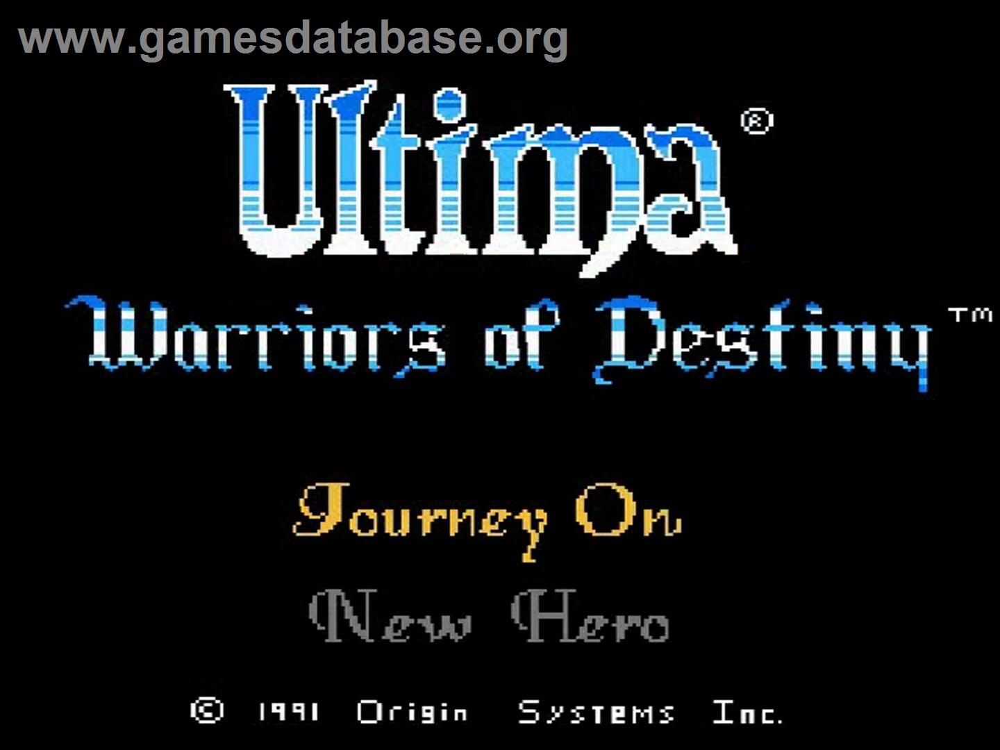 Ultima - Warriors Of Destiny - Nintendo NES - Artwork - Title Screen