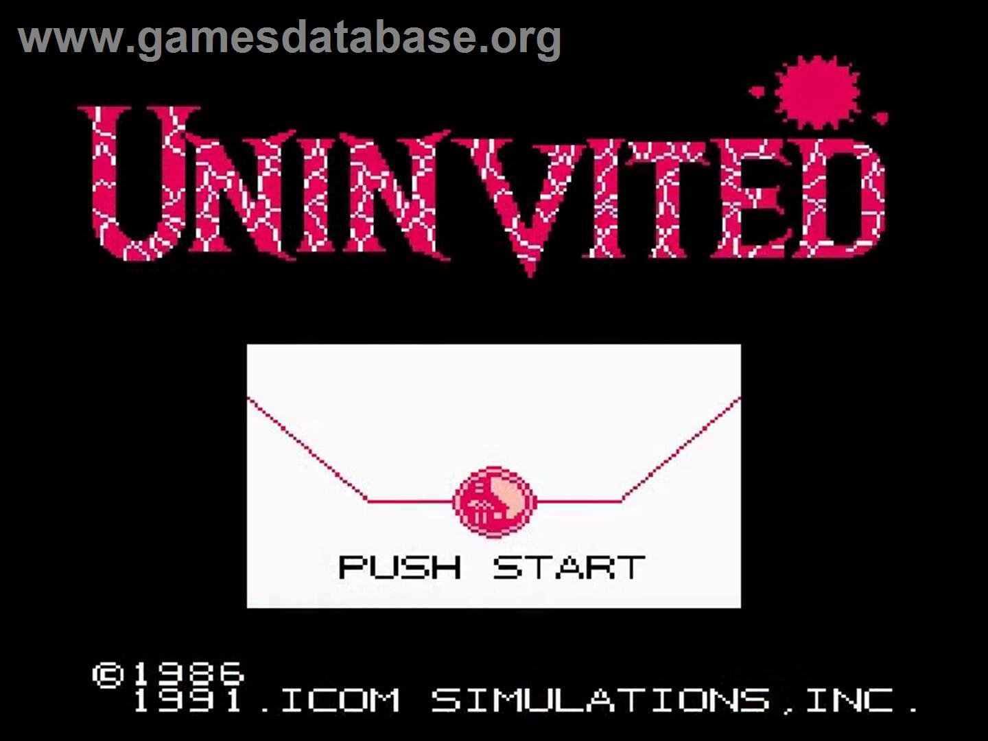 Uninvited - Nintendo NES - Artwork - Title Screen