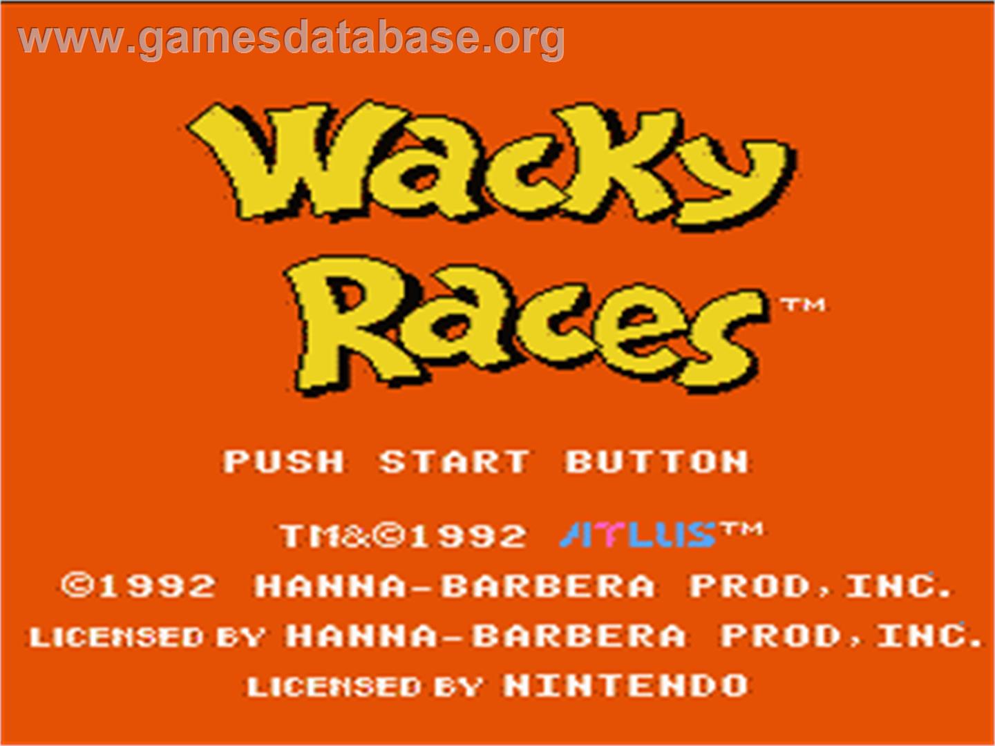 Wacky Races - Nintendo NES - Artwork - Title Screen