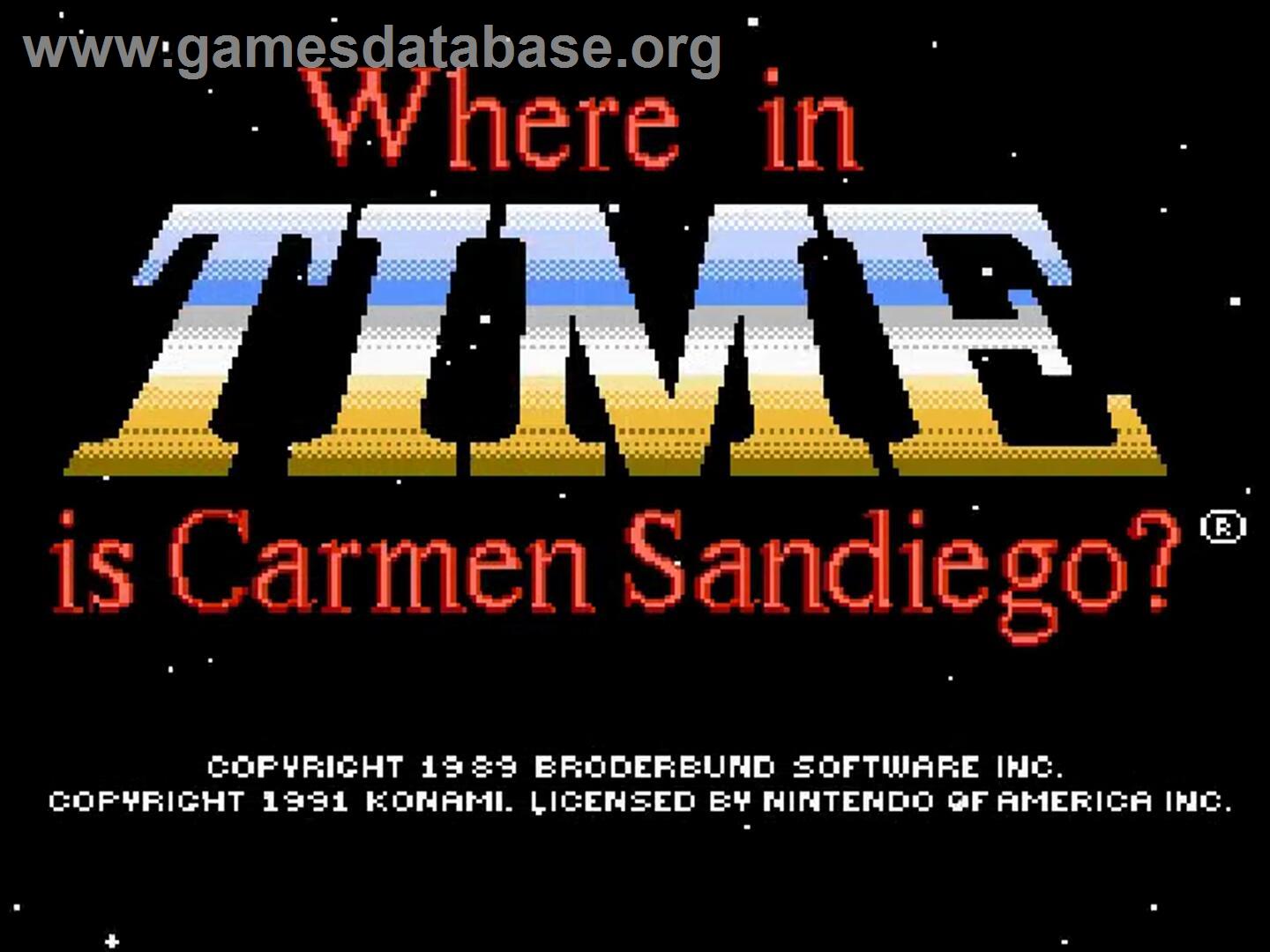 Where In Time Is Carmen Sandiego? - Nintendo NES - Artwork - Title Screen