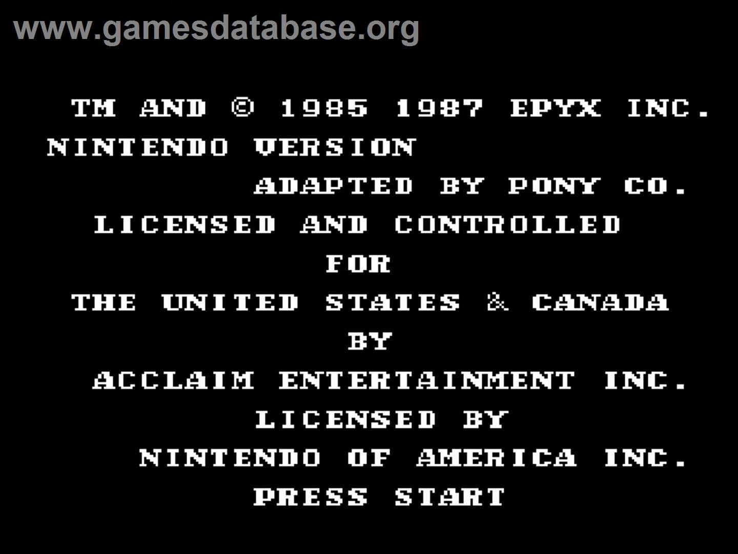 Winter Games - Nintendo NES - Artwork - Title Screen