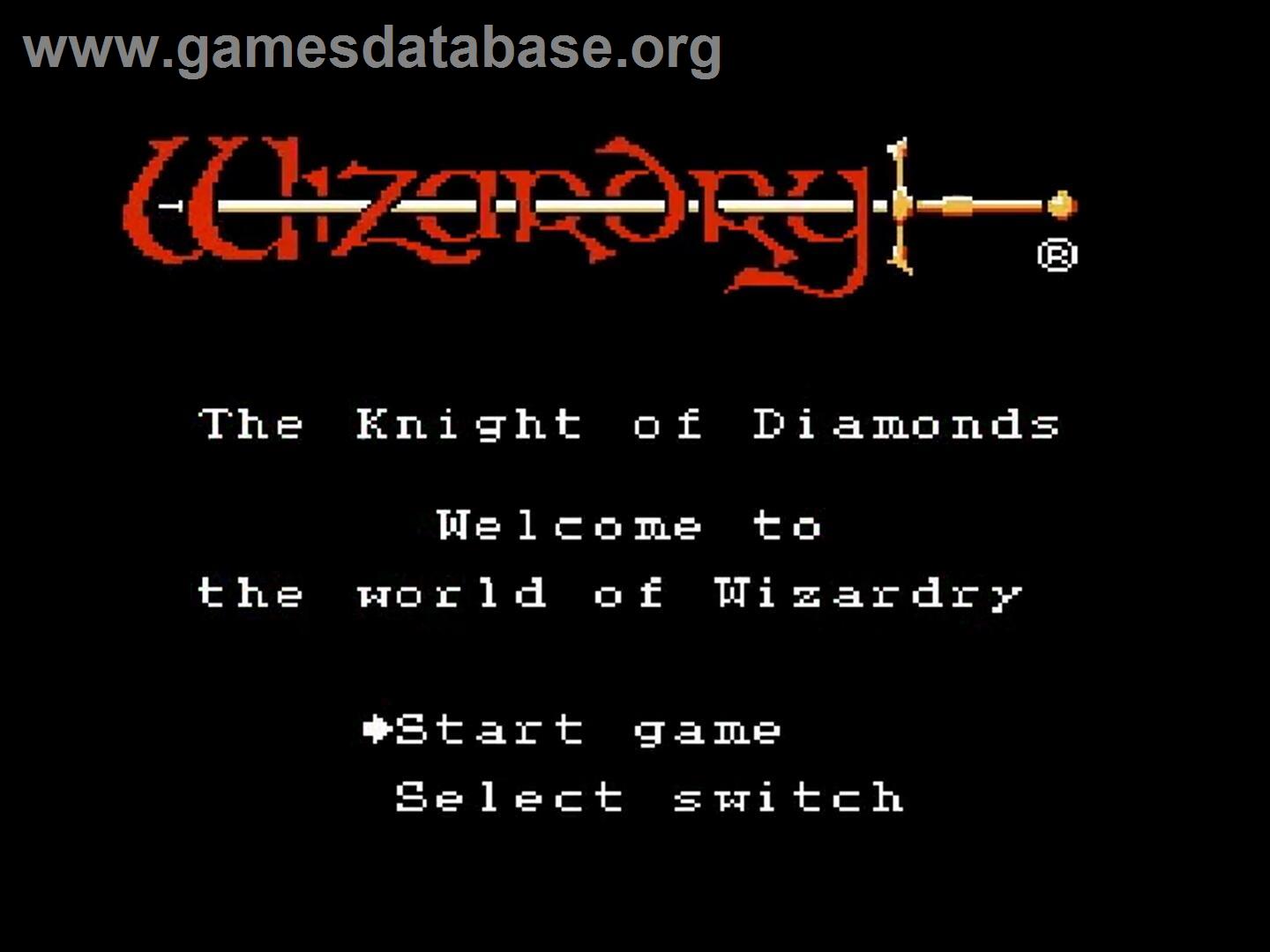 Wizardry Knight Of Diamonds - The Second Scenario - Nintendo NES - Artwork - Title Screen