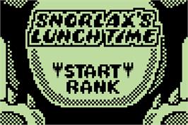 Title screen of Snorlax's Lunch Time on the Nintendo Pokemon Mini.