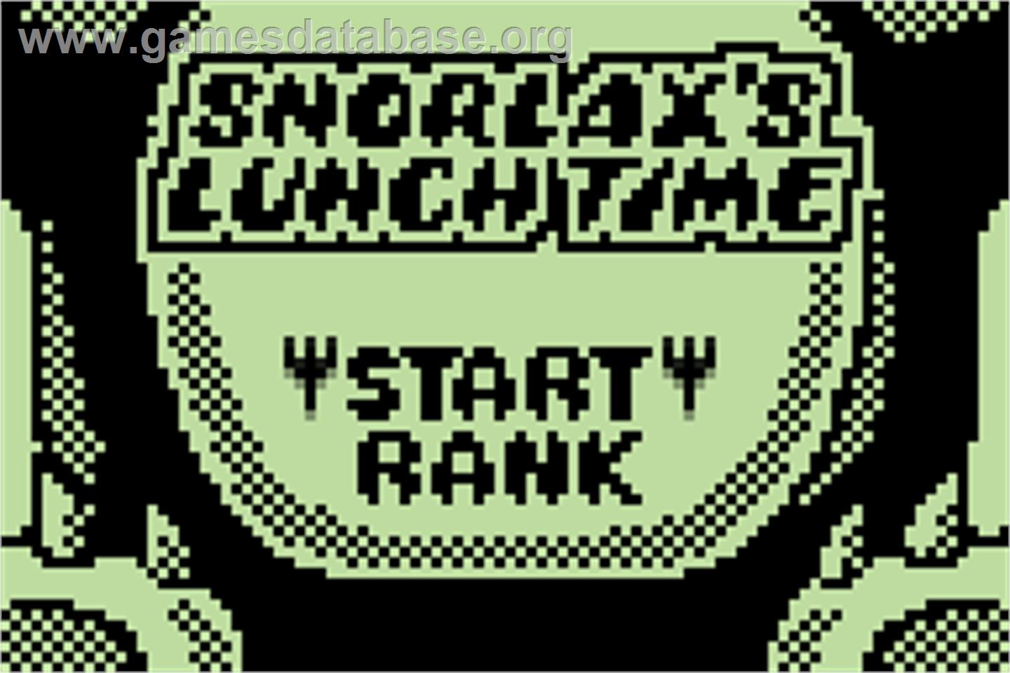 Snorlax's Lunch Time - Nintendo Pokemon Mini - Artwork - Title Screen