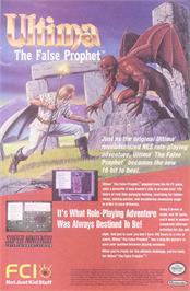 Advert for Ultima VI: The False Prophet on the Nintendo SNES.