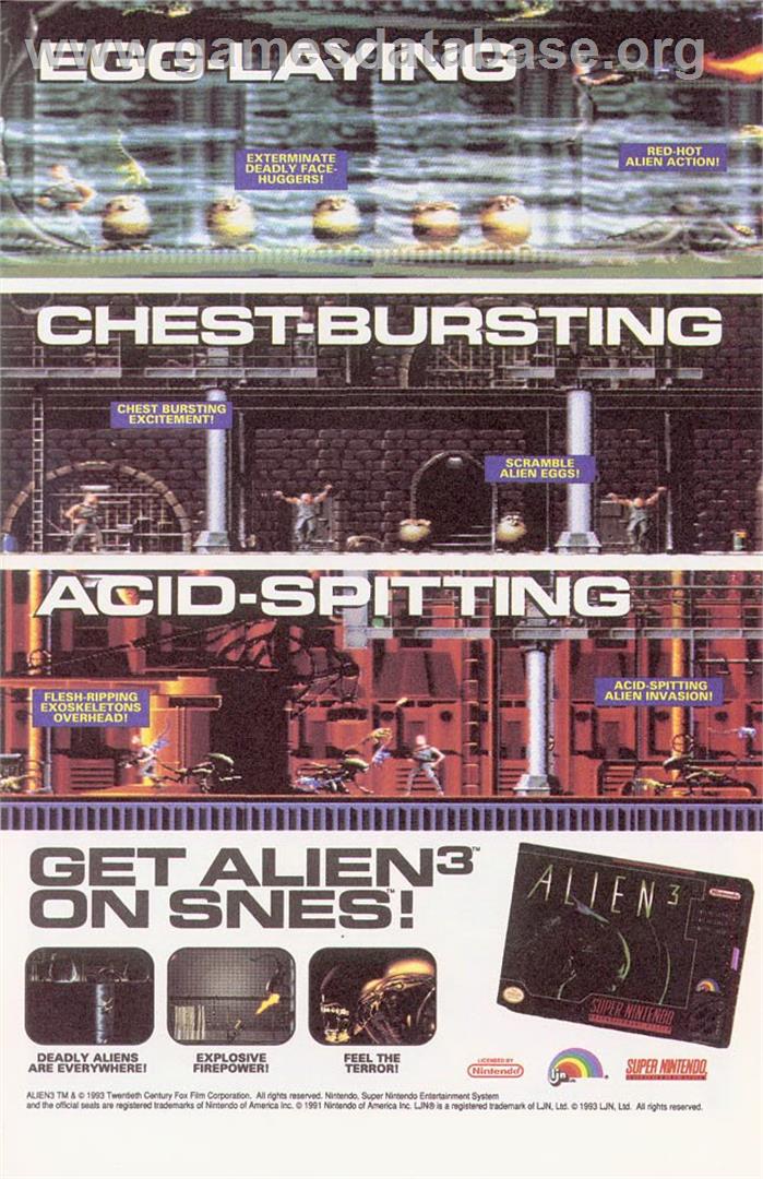 Alien³ - Nintendo SNES - Artwork - Advert