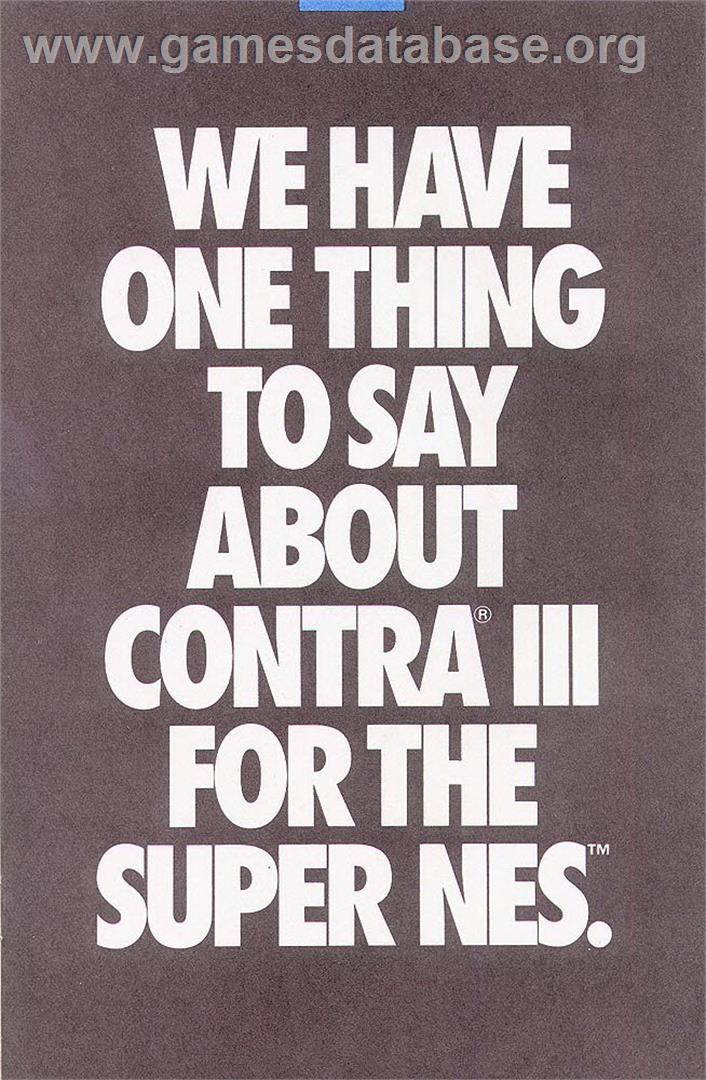 Contra III: The Alien Wars - Nintendo SNES - Artwork - Advert