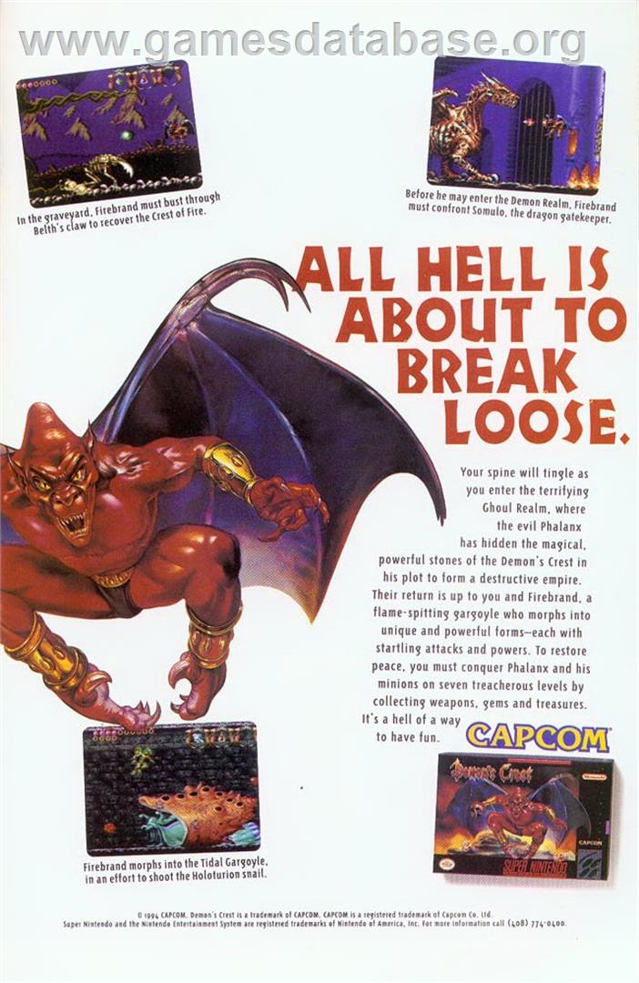 Demon's Crest - Nintendo SNES - Artwork - Advert
