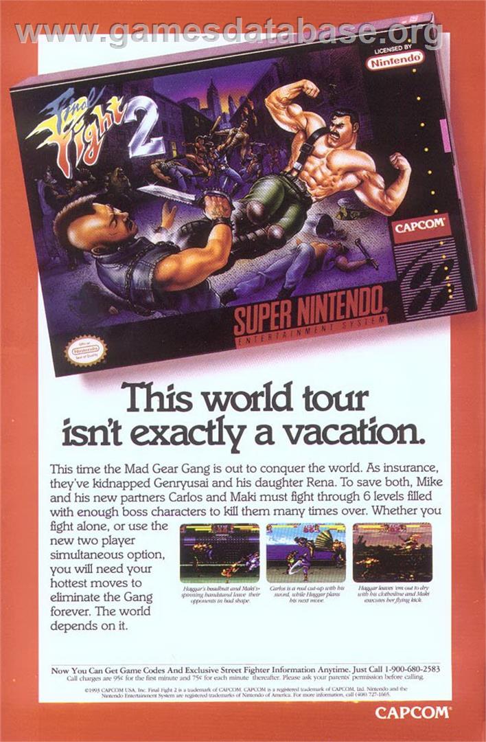 Final Fight 2 - Nintendo SNES - Artwork - Advert