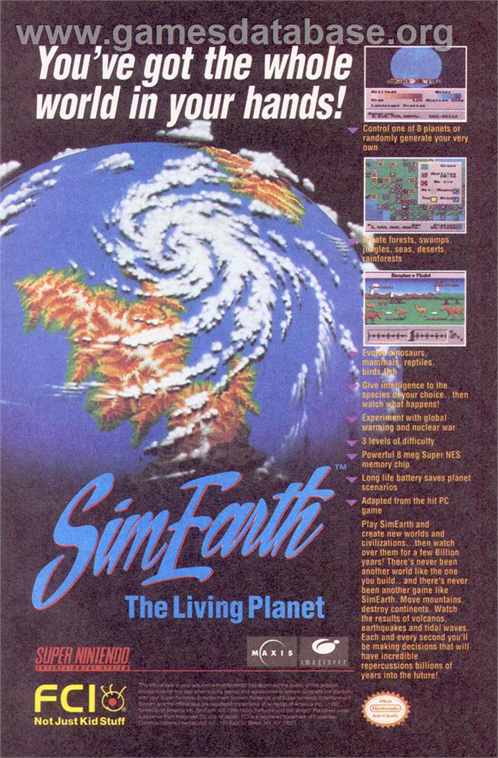 Sim Earth - The Living Planet - NEC TurboGrafx CD - Artwork - Advert