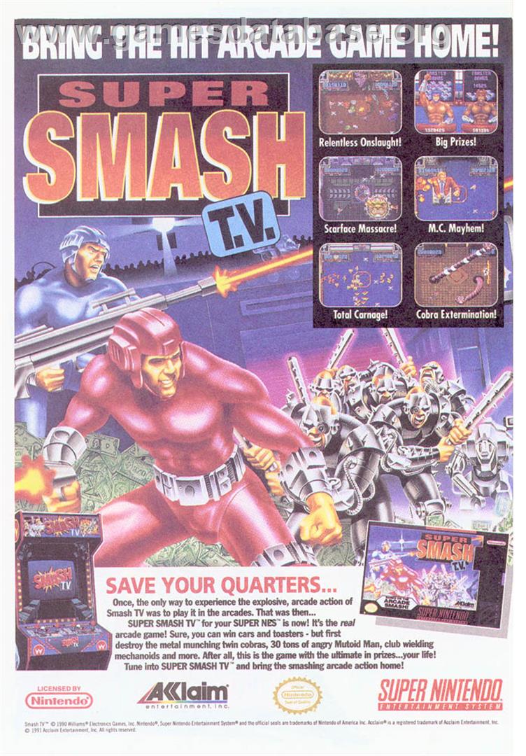 Smash T.V. - Nintendo SNES - Artwork - Advert
