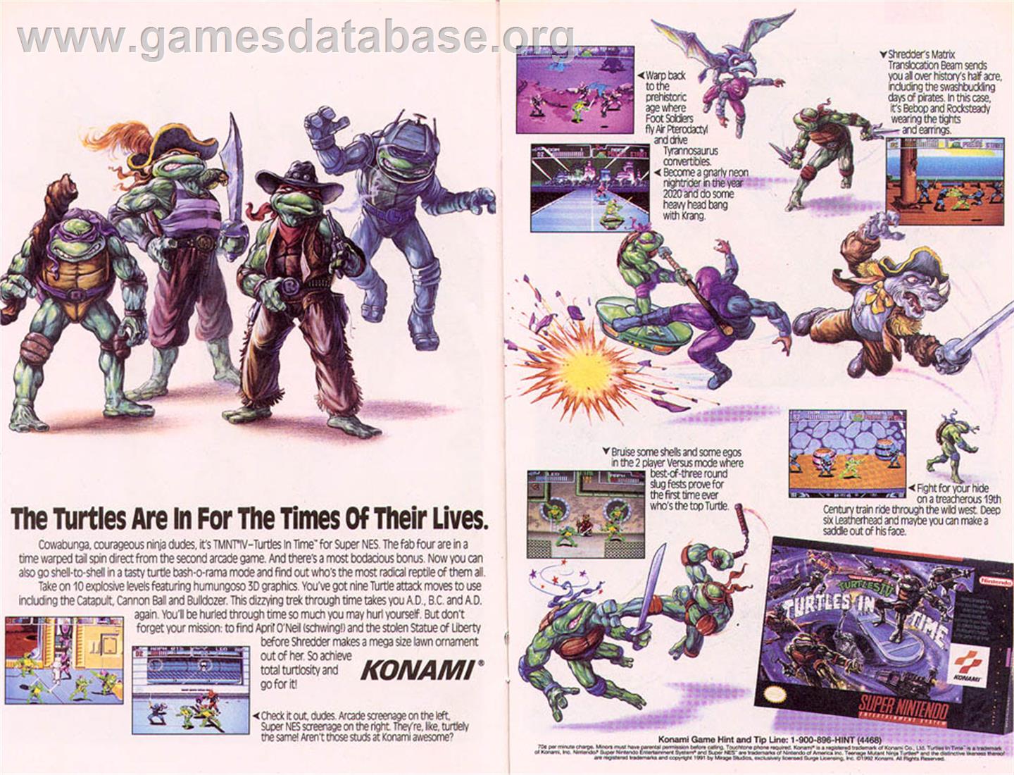 Teenage Mutant Ninja Turtles IV: Turtles in Time - Nintendo SNES - Artwork - Advert