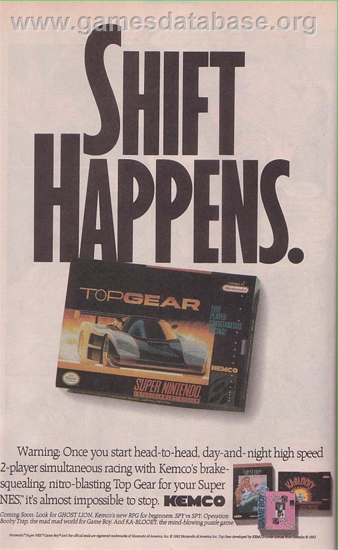 Top Gear - Nintendo SNES - Artwork - Advert